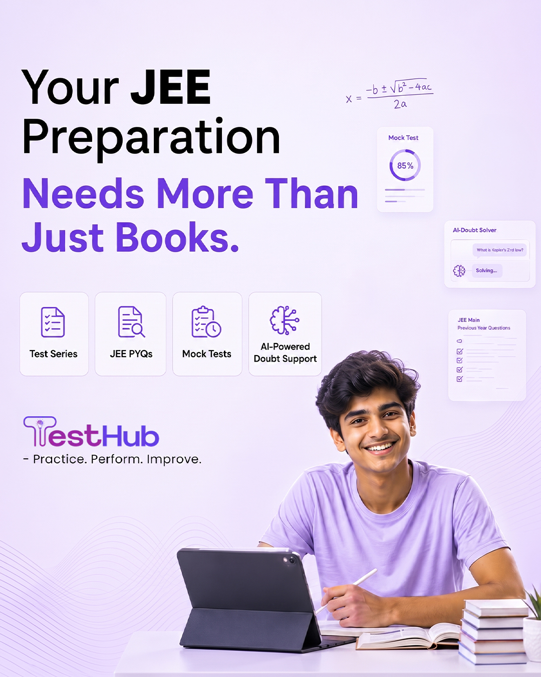 Your JEE preparation needs more than just books — test series, PYQs, mock tests, and AI doubt support